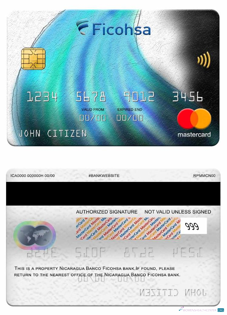 Download Nicaragua Banco Ficohsa bank mastercard Photoshop template